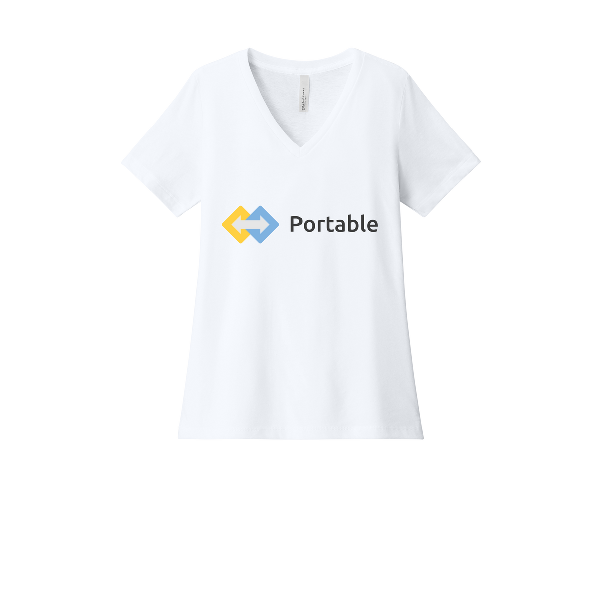 portable-womens-relaxed-v-neck-tee-dtf-front-6405CVC-solidwhiteblend-flat-front