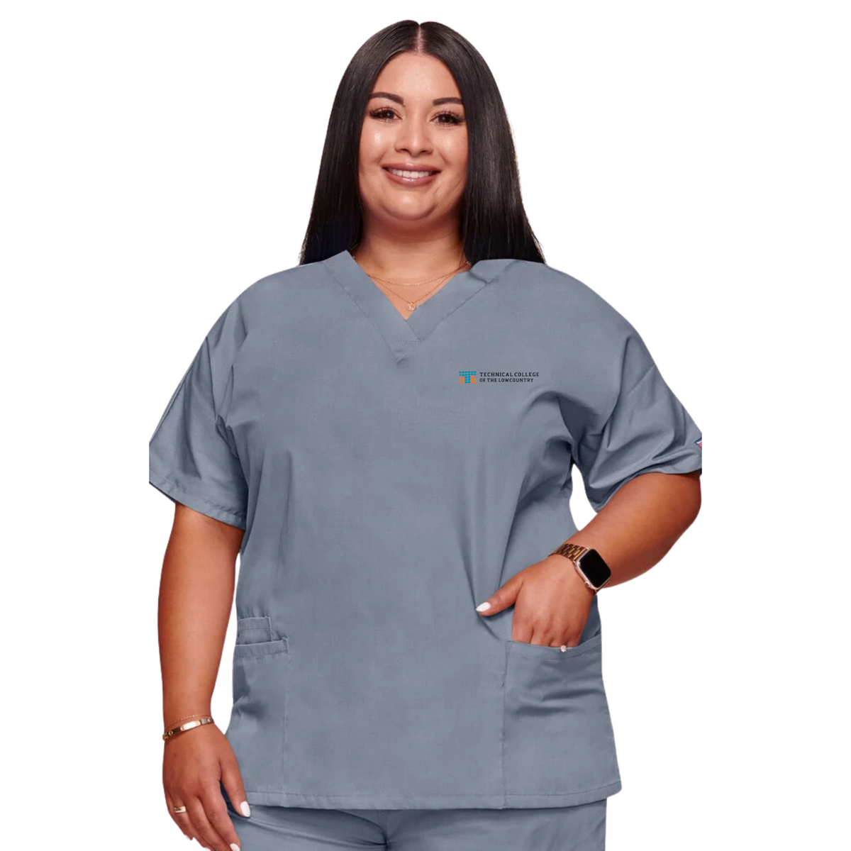 Women's V-Neck 2 Pocket Solid Scrub Top