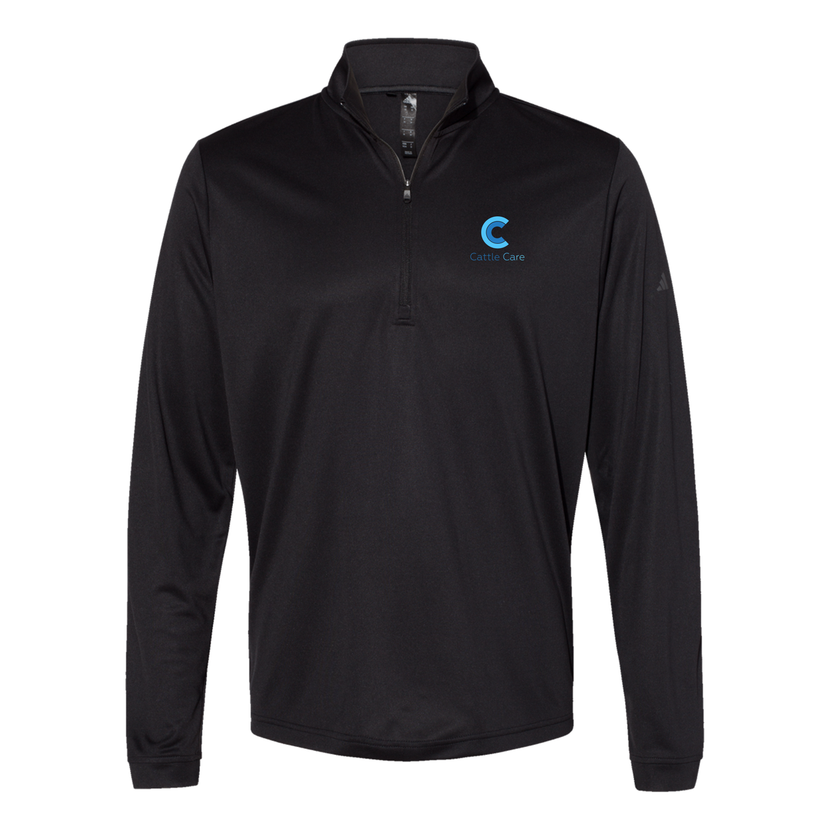 cattle-care-adidas-quarter-zip-embroidery-leftchest-A401-black-flat-front