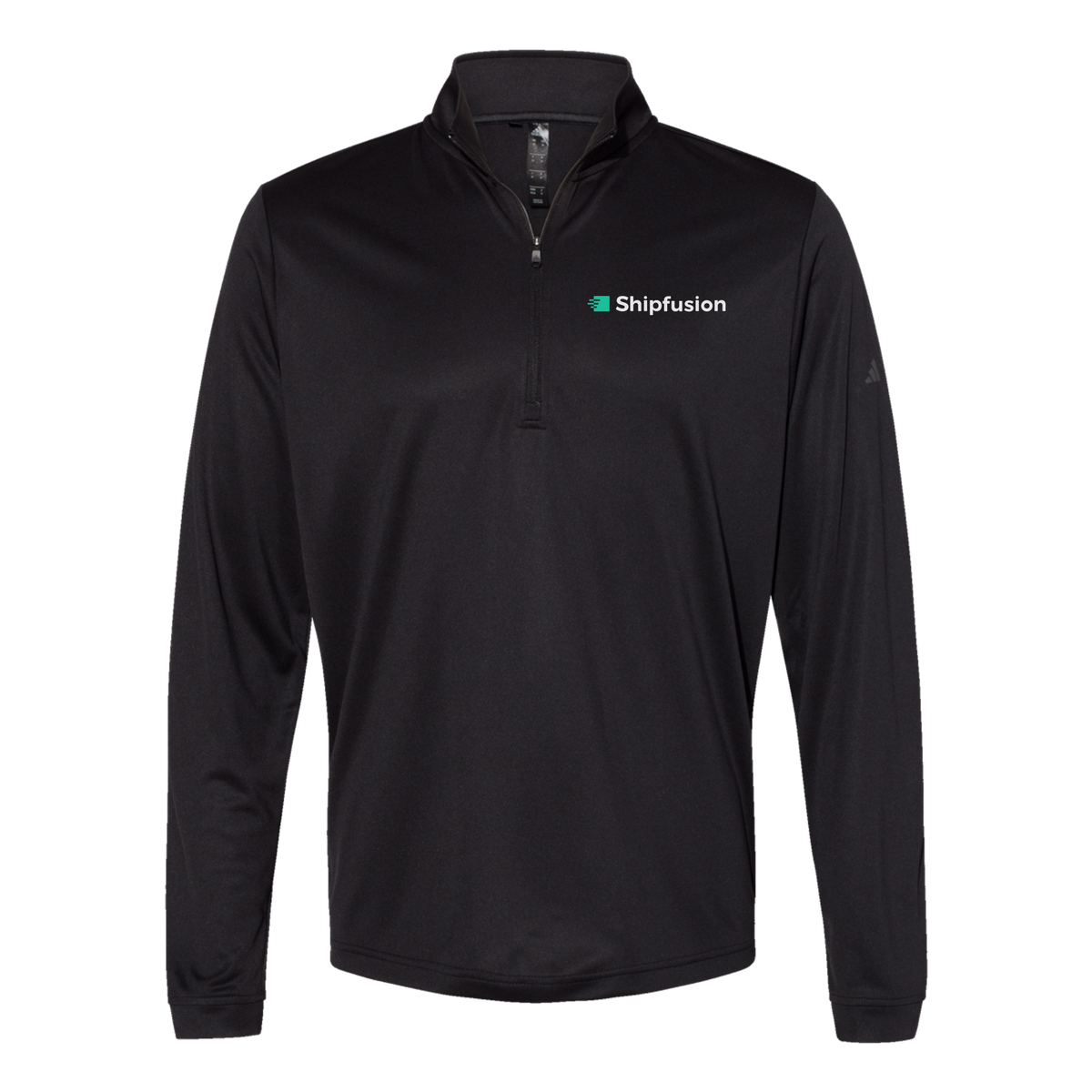 shipfusion-adidas-quarter-zip-embroidery-leftchest-A401-black-flat-front