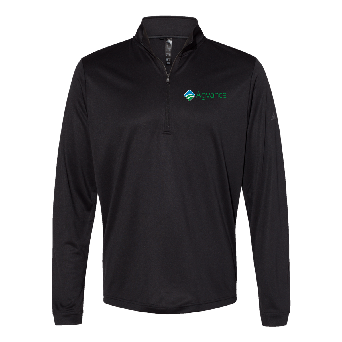 agvance-adidas-quarter-zip-embroidery-leftchest-A401-black-flat-front