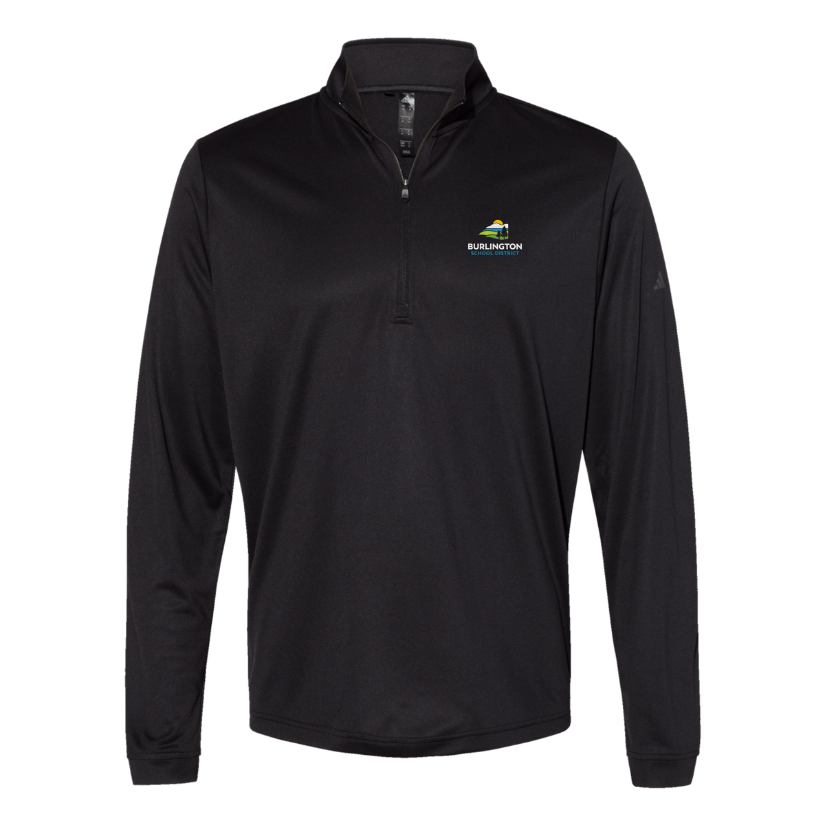 bsdvt-adidas-quarter-zip-embroidery-leftchest-A401-black-flat-front