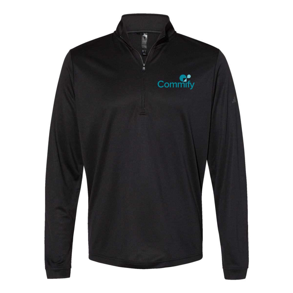 commify-adidas-quarter-zip-embroidery-leftchest-A401-black-flat-front