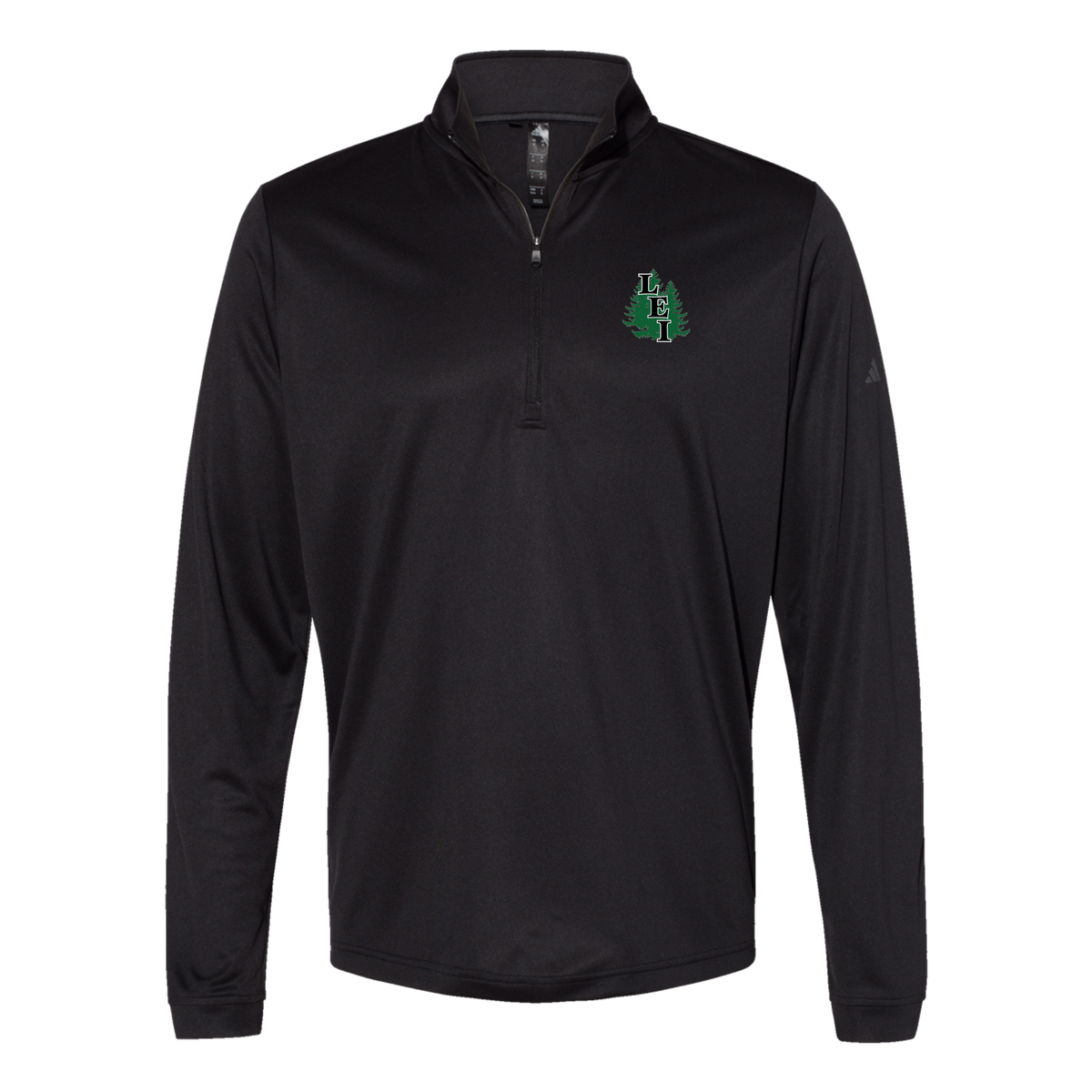 leisite-adidas-quarter-zip-embroidery-leftchest-A401-black-flat-front