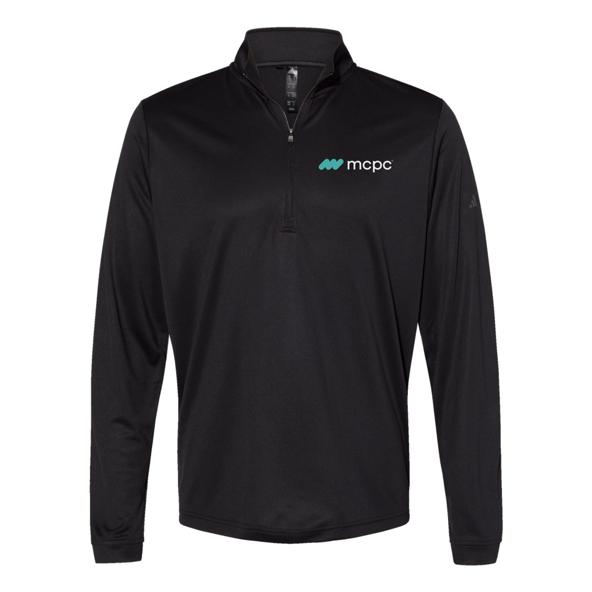 mcpc-adidas-quarter-zip-embroidery-leftchest-A401-black-flat-front