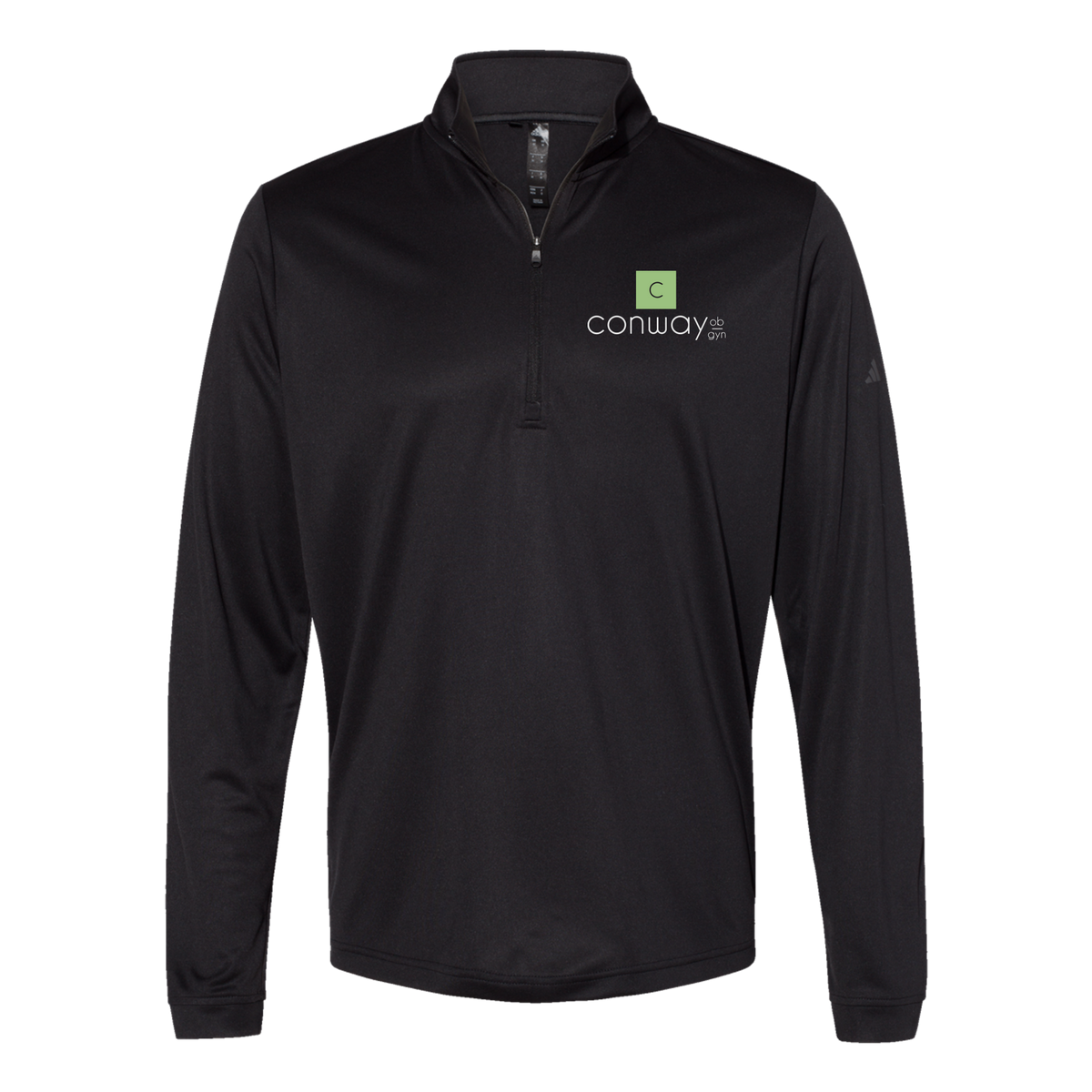 conwayobgyn-adidas-quarter-zip-embroidery-leftchest-A401-black-flat-front