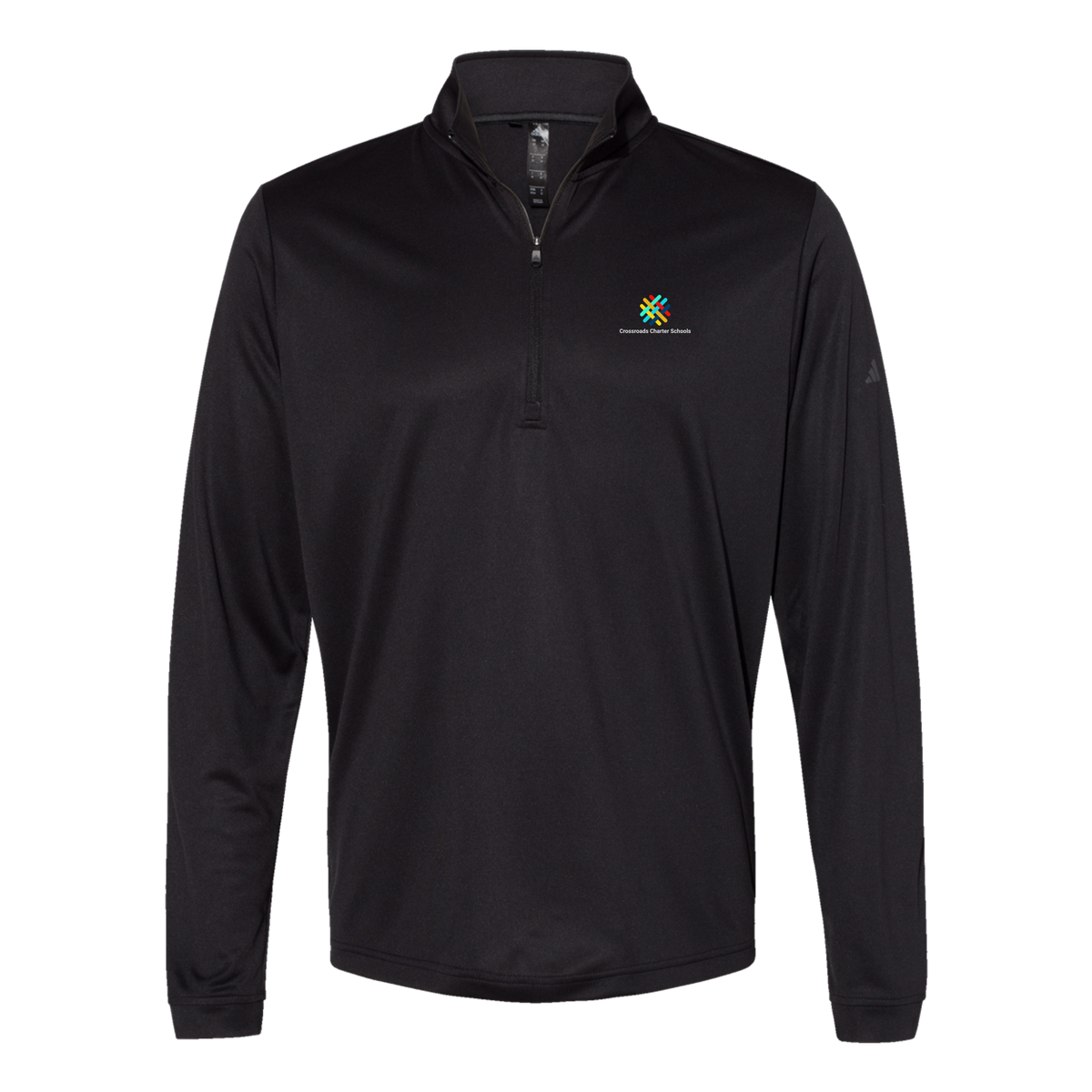 crossroadsschoolskc-adidas-quarter-zip-embroidery-leftchest-A401-black-flat-front