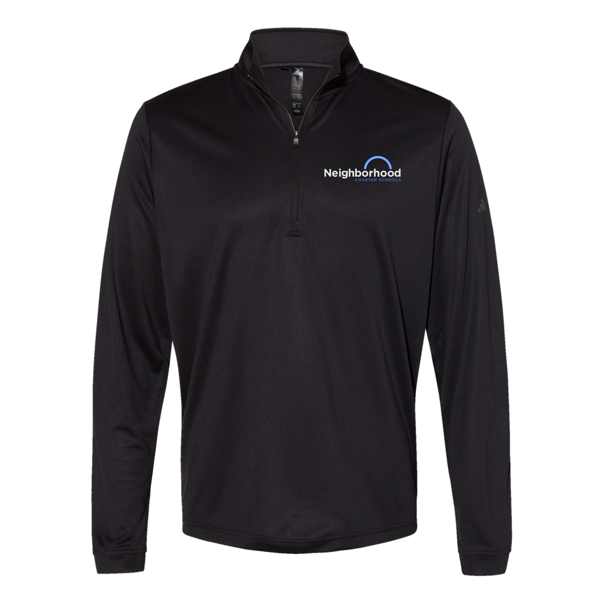 ncschools-adidas-quarter-zip-embroidery-leftchest-A401-black-flat-front