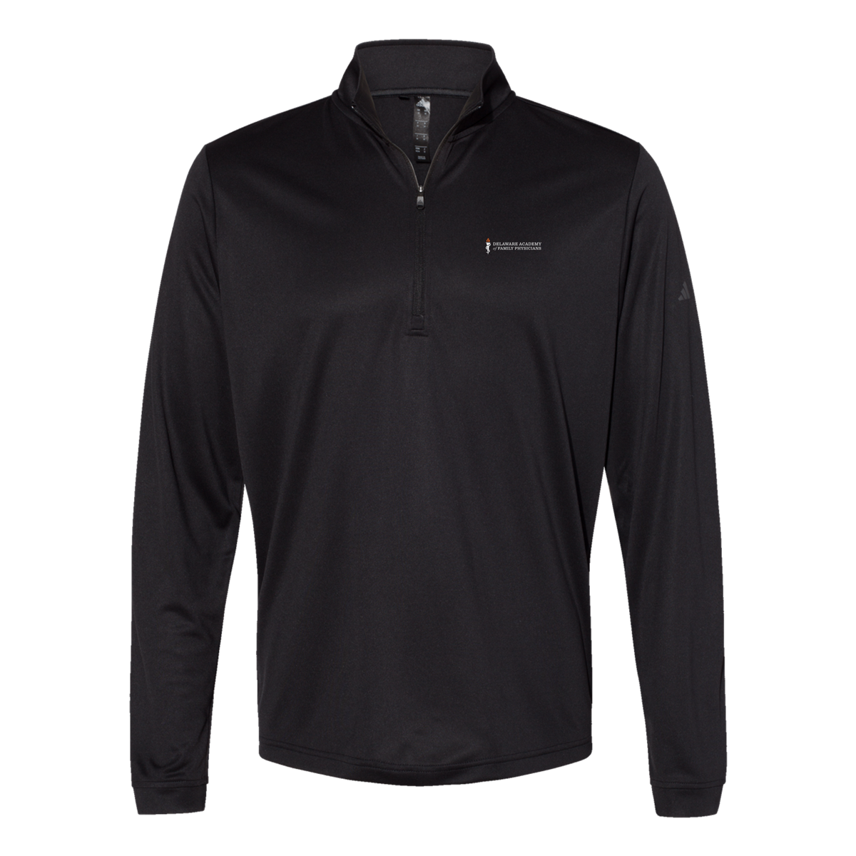 delfamdoc-adidas-quarter-zip-embroidery-leftchest-A401-black-flat-front