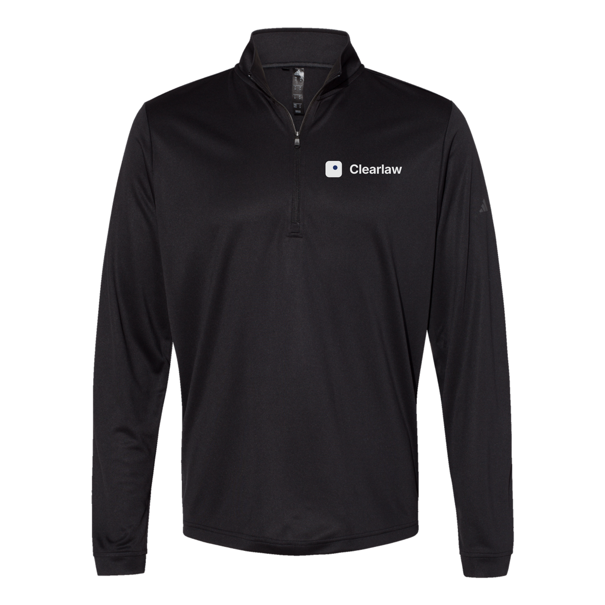 clearlaw-adidas-quarter-zip-embroidery-leftchest-A401-black-flat-front