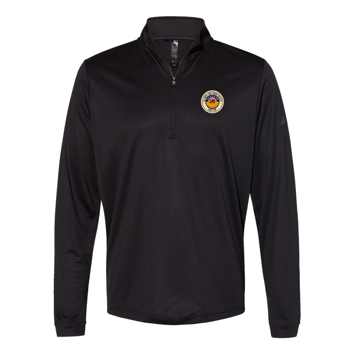 srf-jrmc-adidas-quarter-zip-embroidery-leftchest-A401-black-flat-front