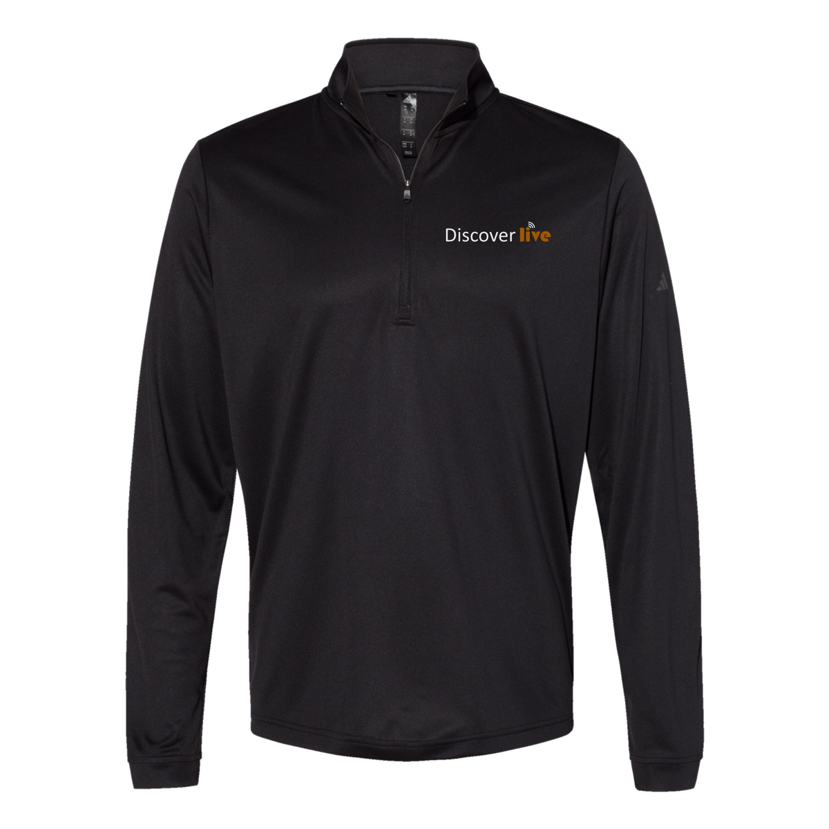 discover-adidas-quarter-zip-embroidery-leftchest-A401-black-flat-front