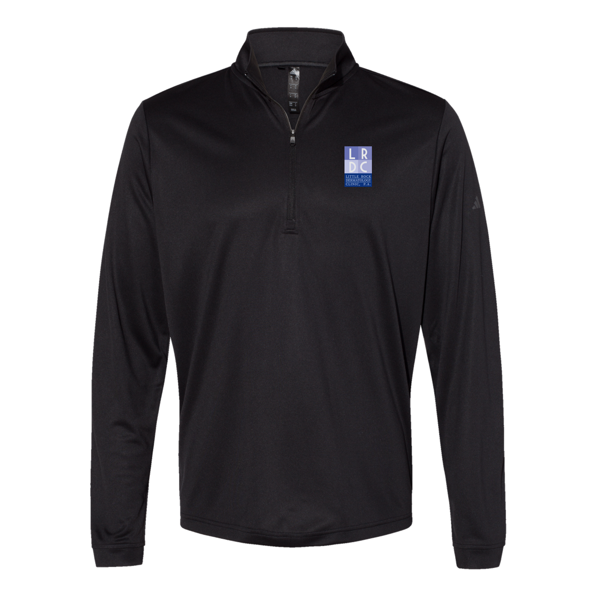 littlerockdermatology-adidas-quarter-zip-embroidery-leftchest-A401-black-flat-front