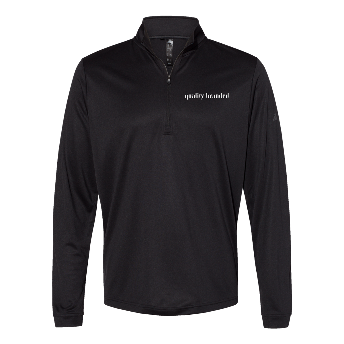 qualitybranded-adidas-quarter-zip-embroidery-leftchest-A401-black-flat-front