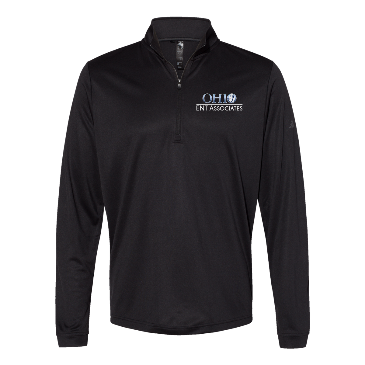 ohioentaudiology-adidas-quarter-zip-embroidery-leftchest-A401-black-flat-front