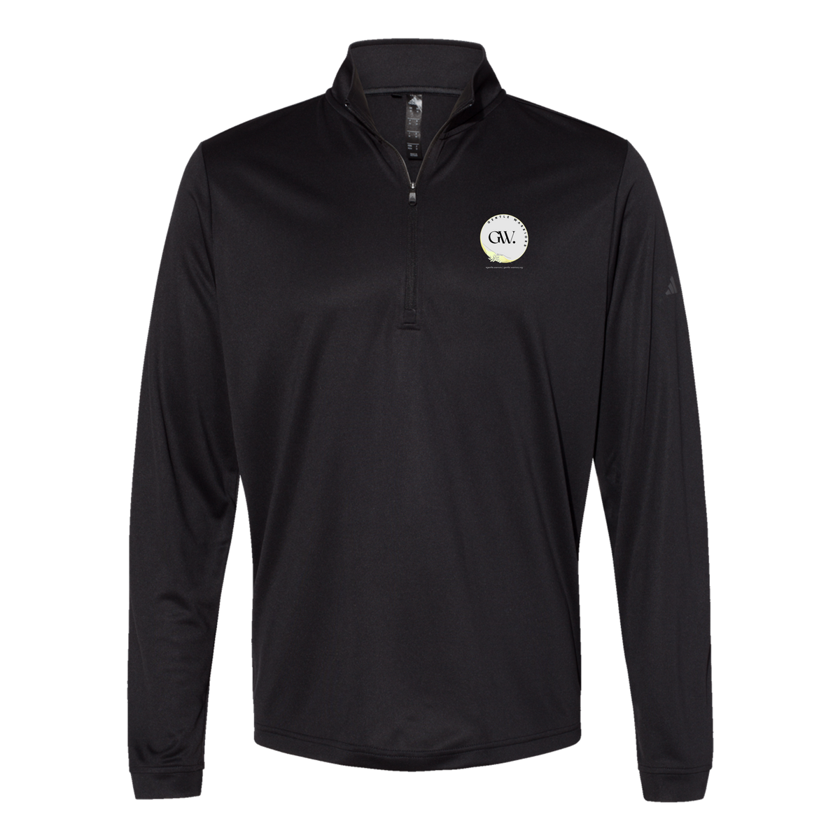 gentle-warriors-adidas-quarter-zip-embroidery-leftchest-A401-black-flat-front