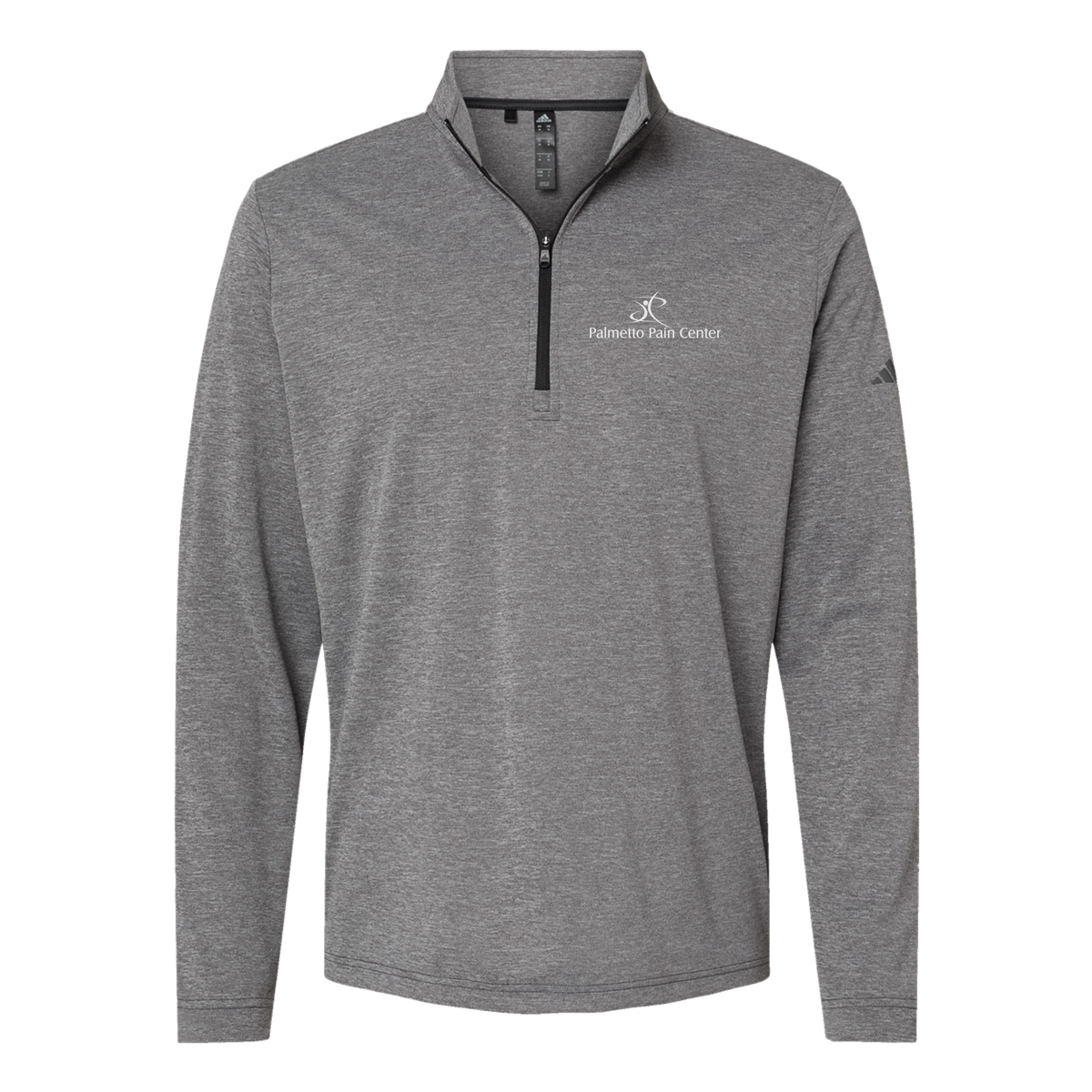 palmetto-pain-center-adidas-quarter-zip-embroidery-leftchest-A401-blackheather-flat-front