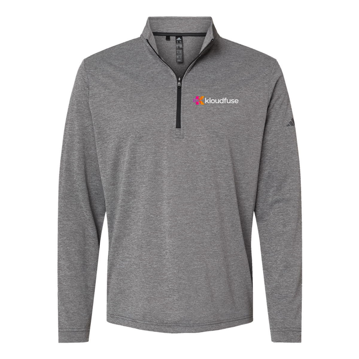 kloudfuse-adidas-quarter-zip-embroidery-leftchest-A401-blackheather-flat-front