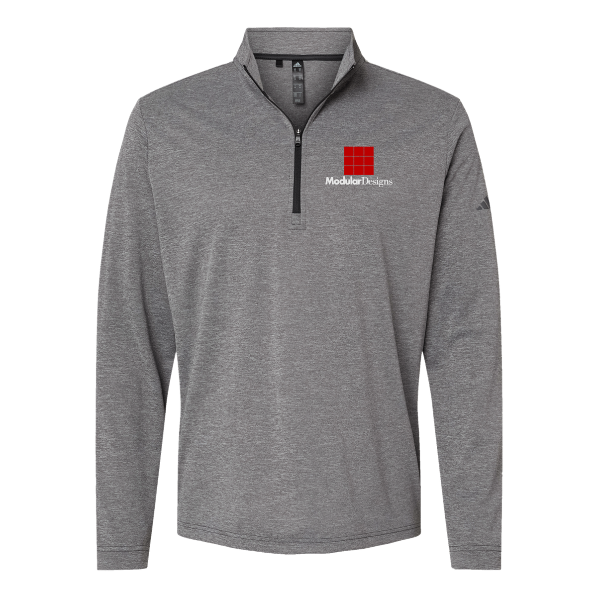 modulardesignsflooring-adidas-quarter-zip-embroidery-leftchest-A401-blackheather-flat-front