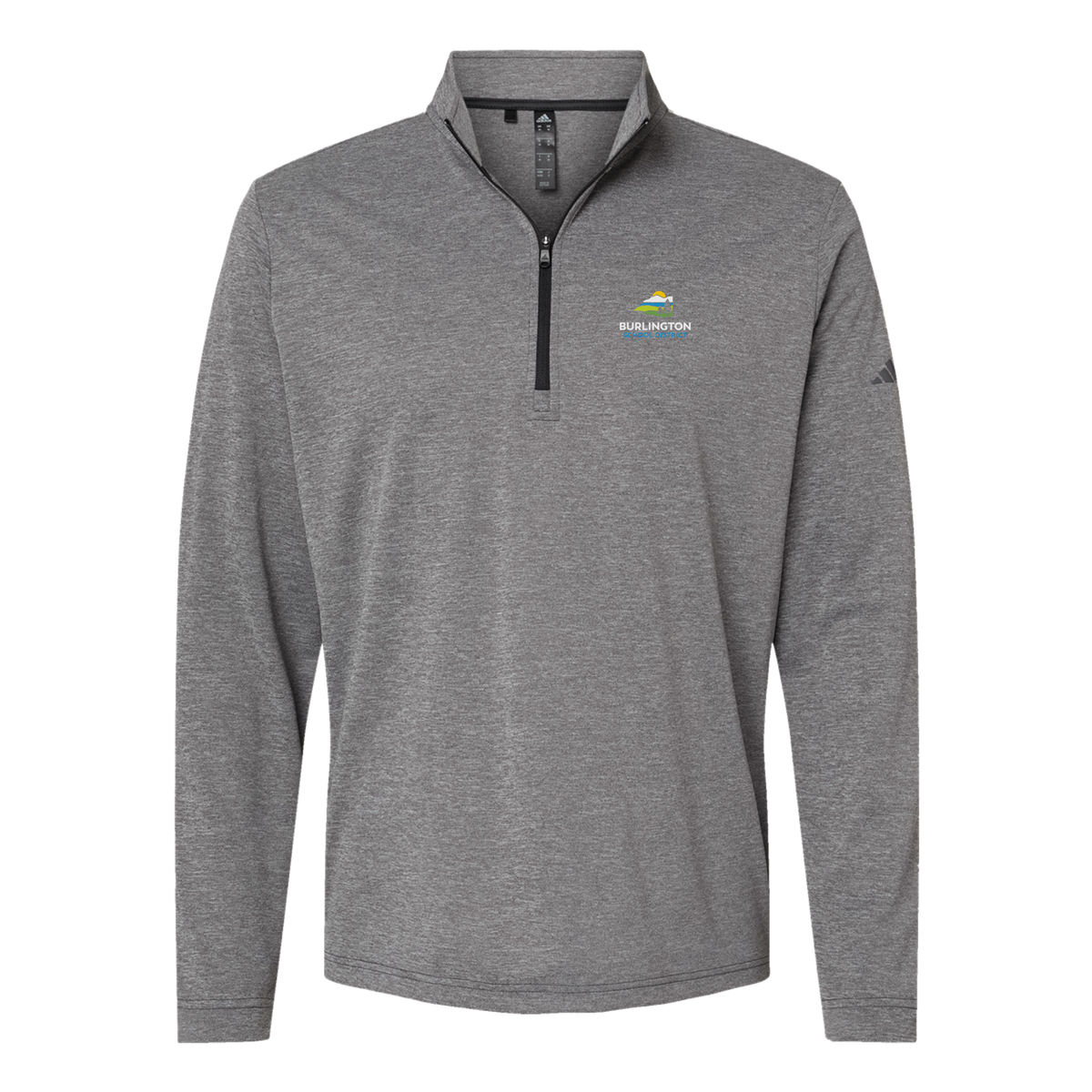 bsdvt-adidas-quarter-zip-embroidery-leftchest-A401-blackheather-flat-front