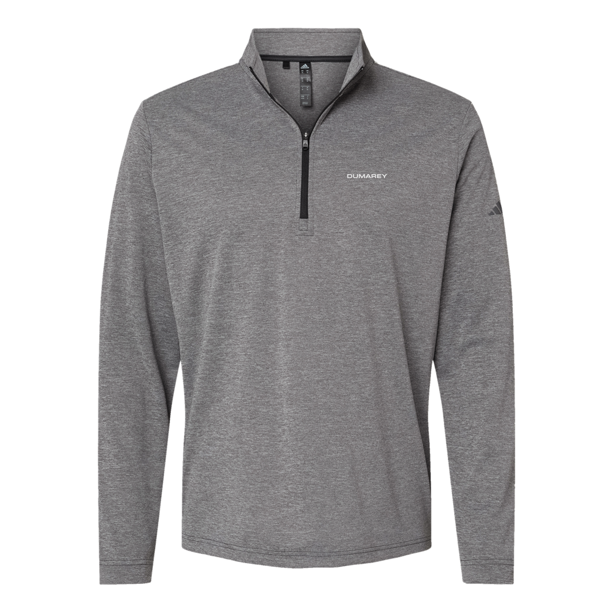 dumarey-adidas-quarter-zip-embroidery-leftchest-A401-blackheather-flat-front