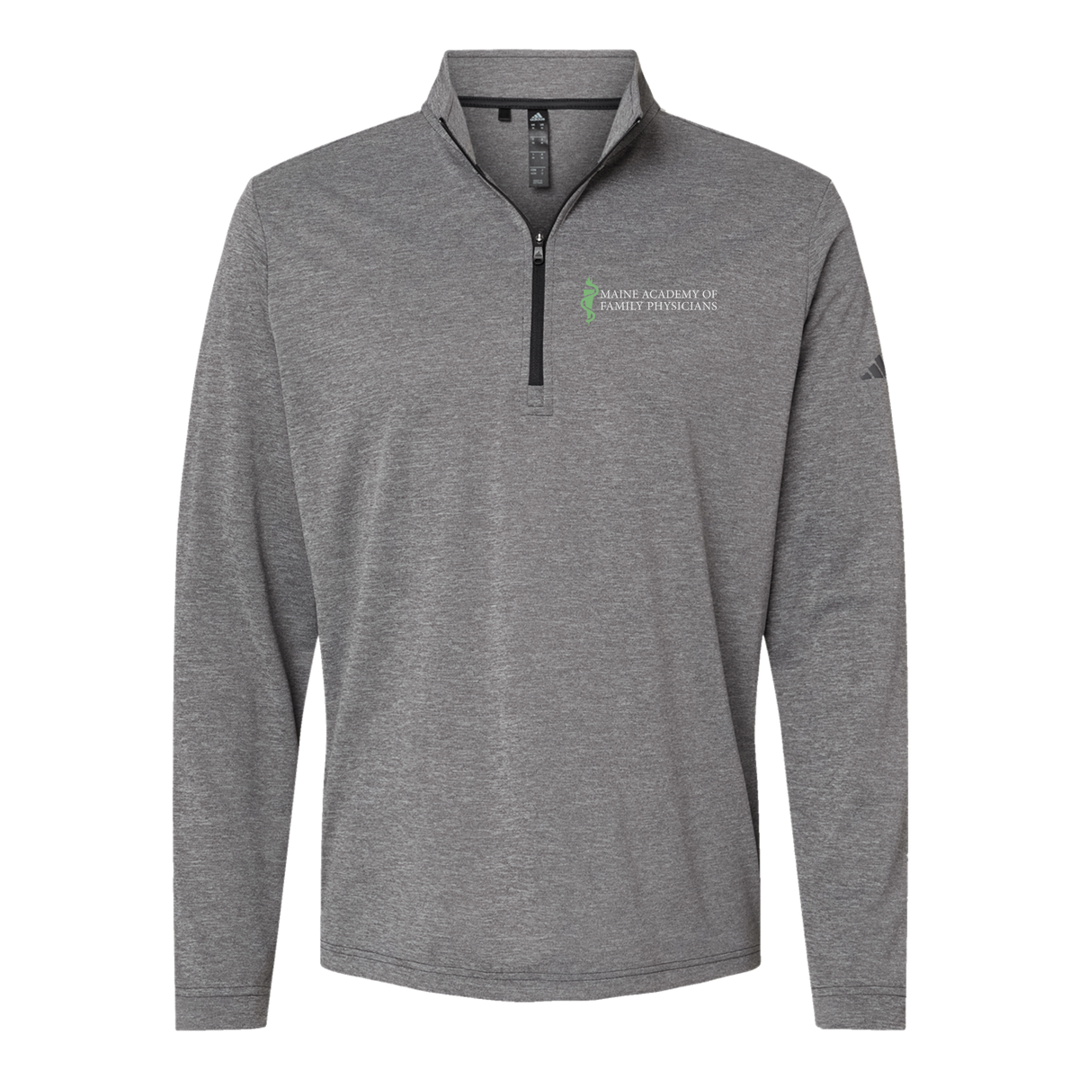 maineafp-adidas-quarter-zip-embroidery-leftchest-A401-blackheather-flat-front