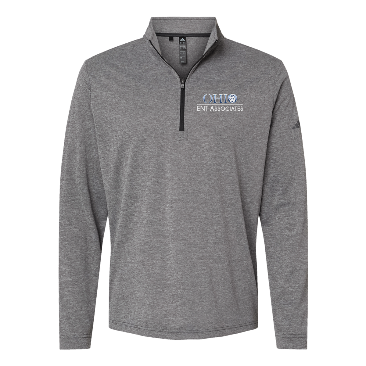 ohioentaudiology-adidas-quarter-zip-embroidery-leftchest-A401-blackheather-flat-front