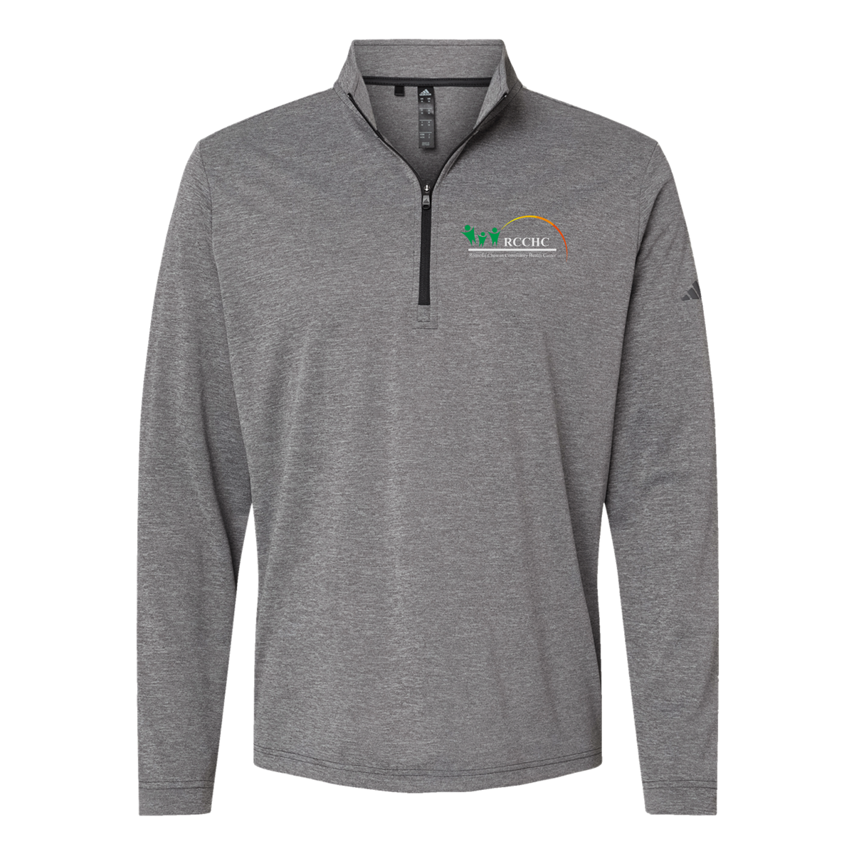 rcchc-adidas-quarter-zip-embroidery-leftchest-A401-blackheather-flat-front