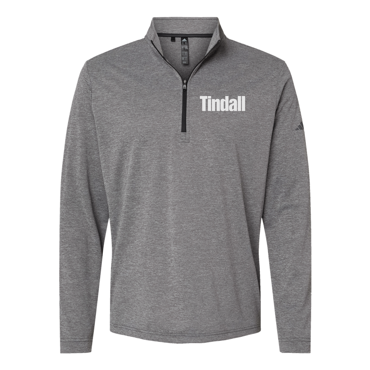 tindallcorp-adidas-quarter-zip-embroidery-leftchest-A401-blackheather-flat-front