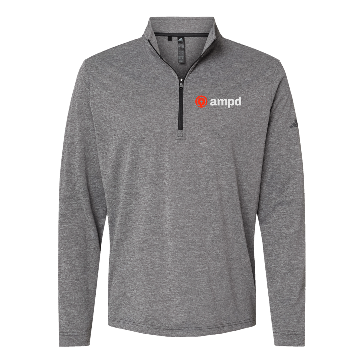 ampd-adidas-quarter-zip-embroidery-leftchest-A401-blackheather-flat-front