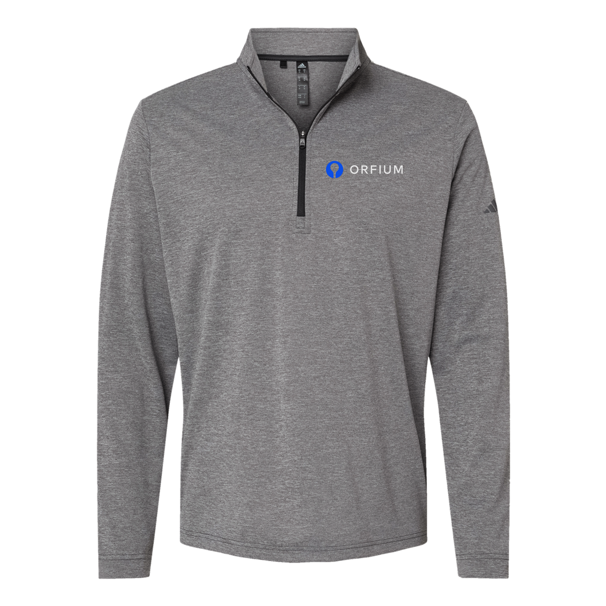 orfium-adidas-quarter-zip-embroidery-leftchest-A401-blackheather-flat-front