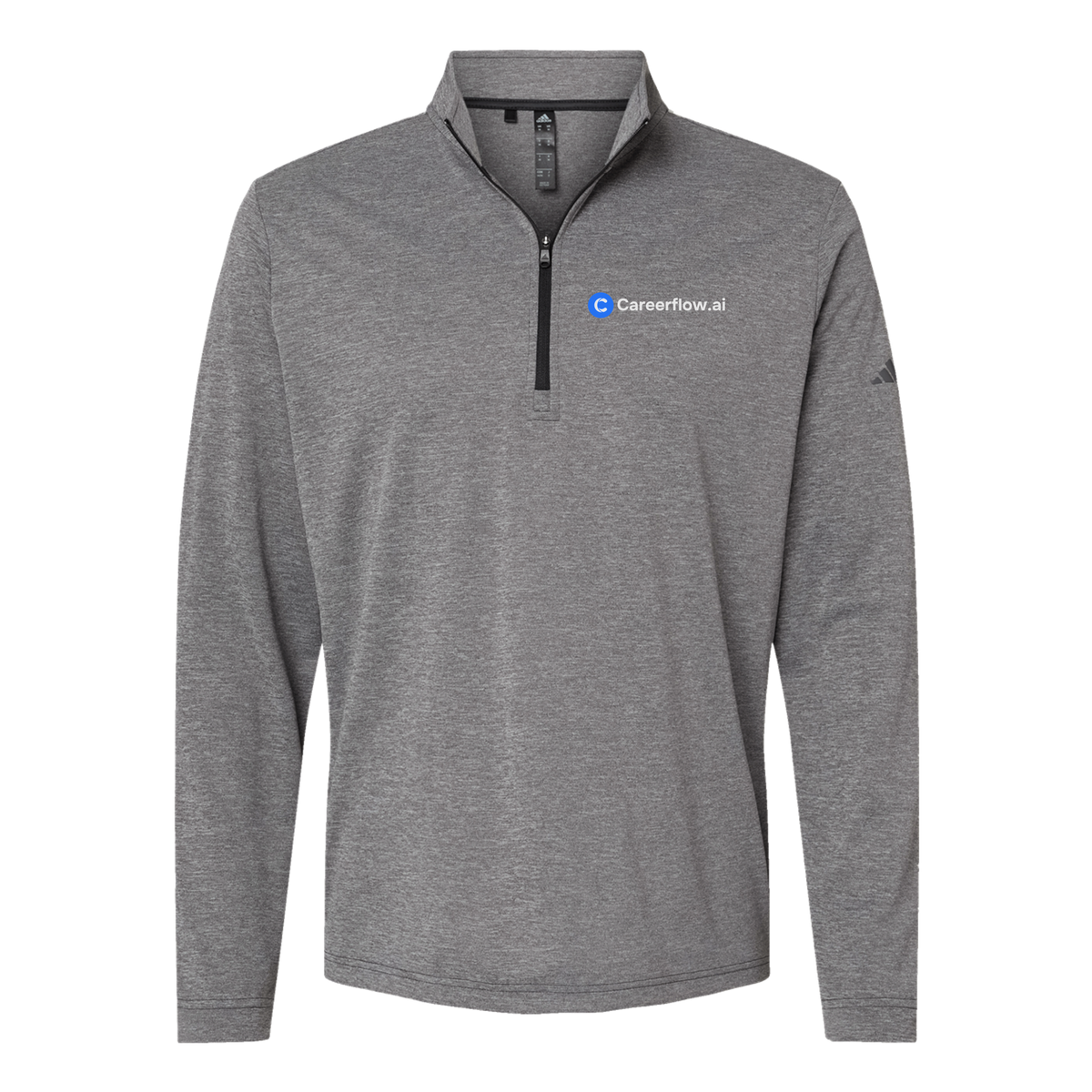 careerflow-adidas-quarter-zip-embroidery-leftchest-A401-blackheather-flat-front