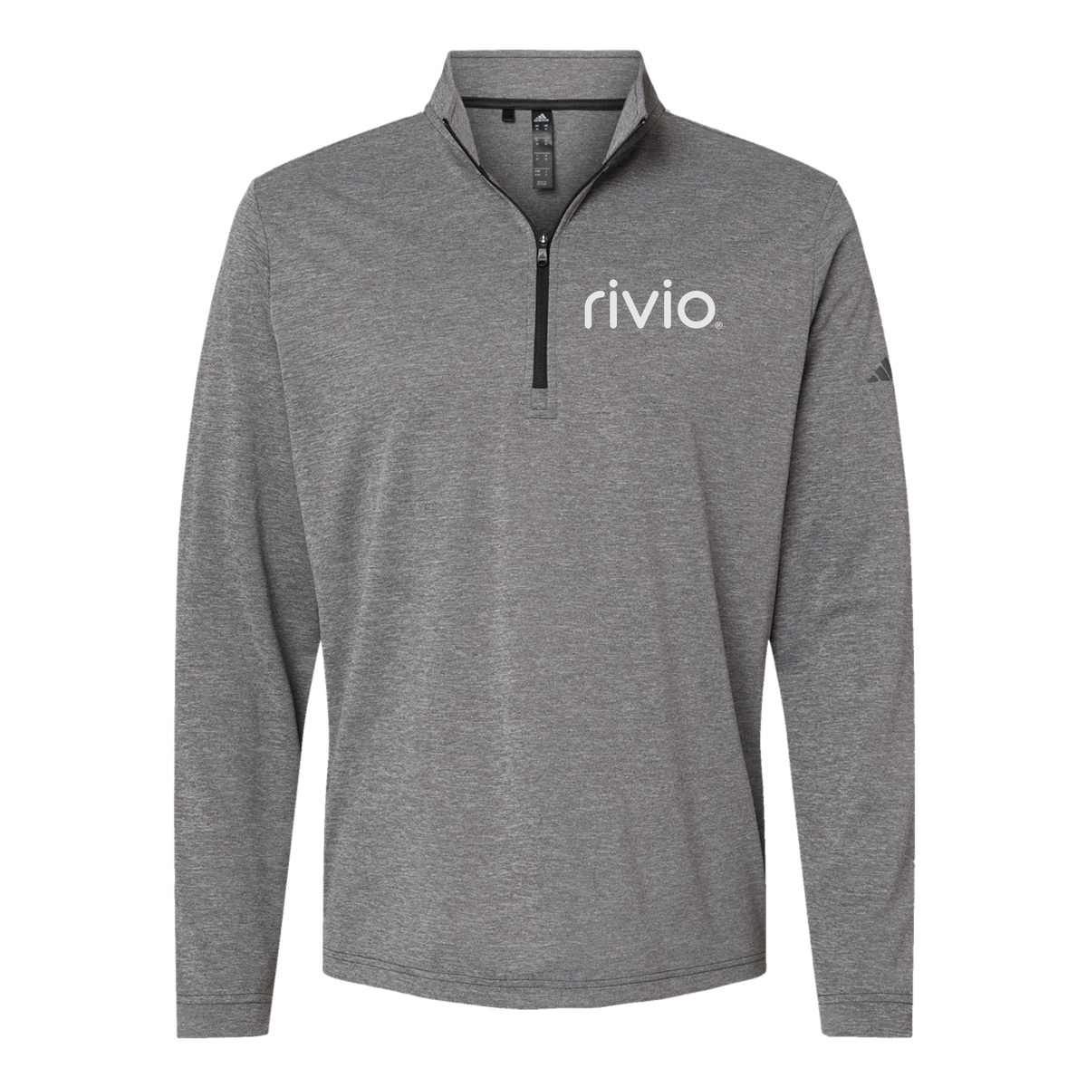 rivio-adidas-quarter-zip-embroidery-leftchest-A401-blackheather-flat-front
