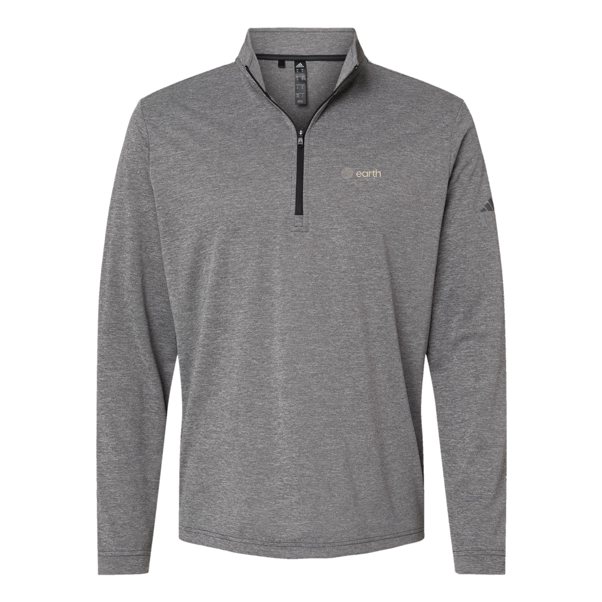 earthfuneral-adidas-quarter-zip-embroidery-leftchest-A401-blackheather-flat-front
