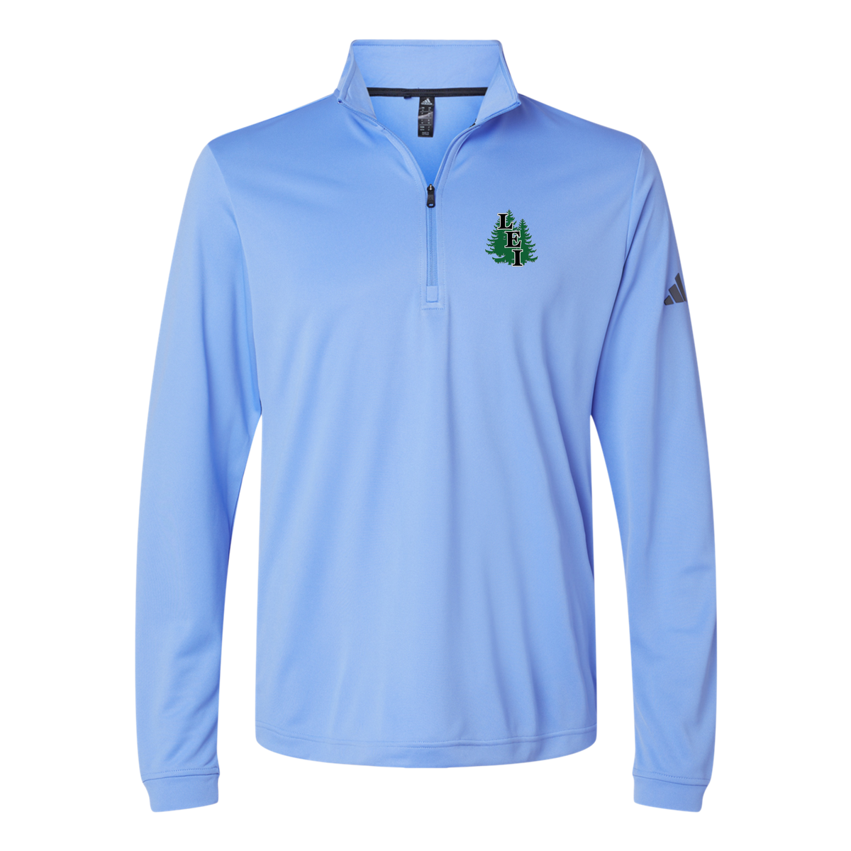 leisite-adidas-quarter-zip-embroidery-leftchest-A401-bluefusion-flat-front
