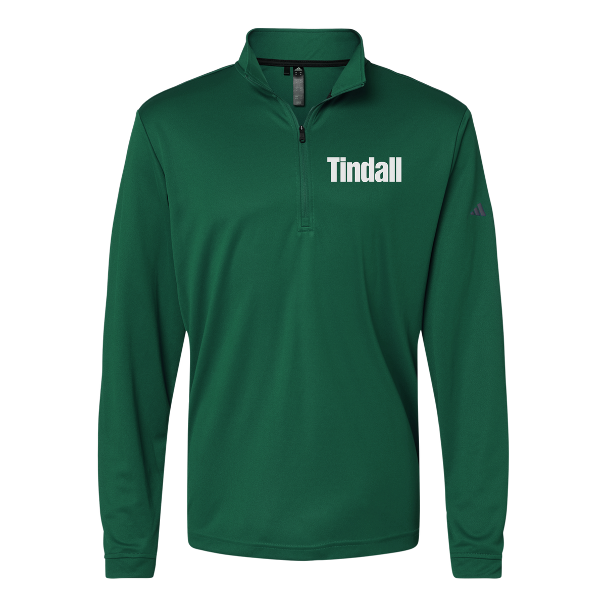tindallcorp-adidas-quarter-zip-embroidery-leftchest-A401-collegiategreen-flat-front