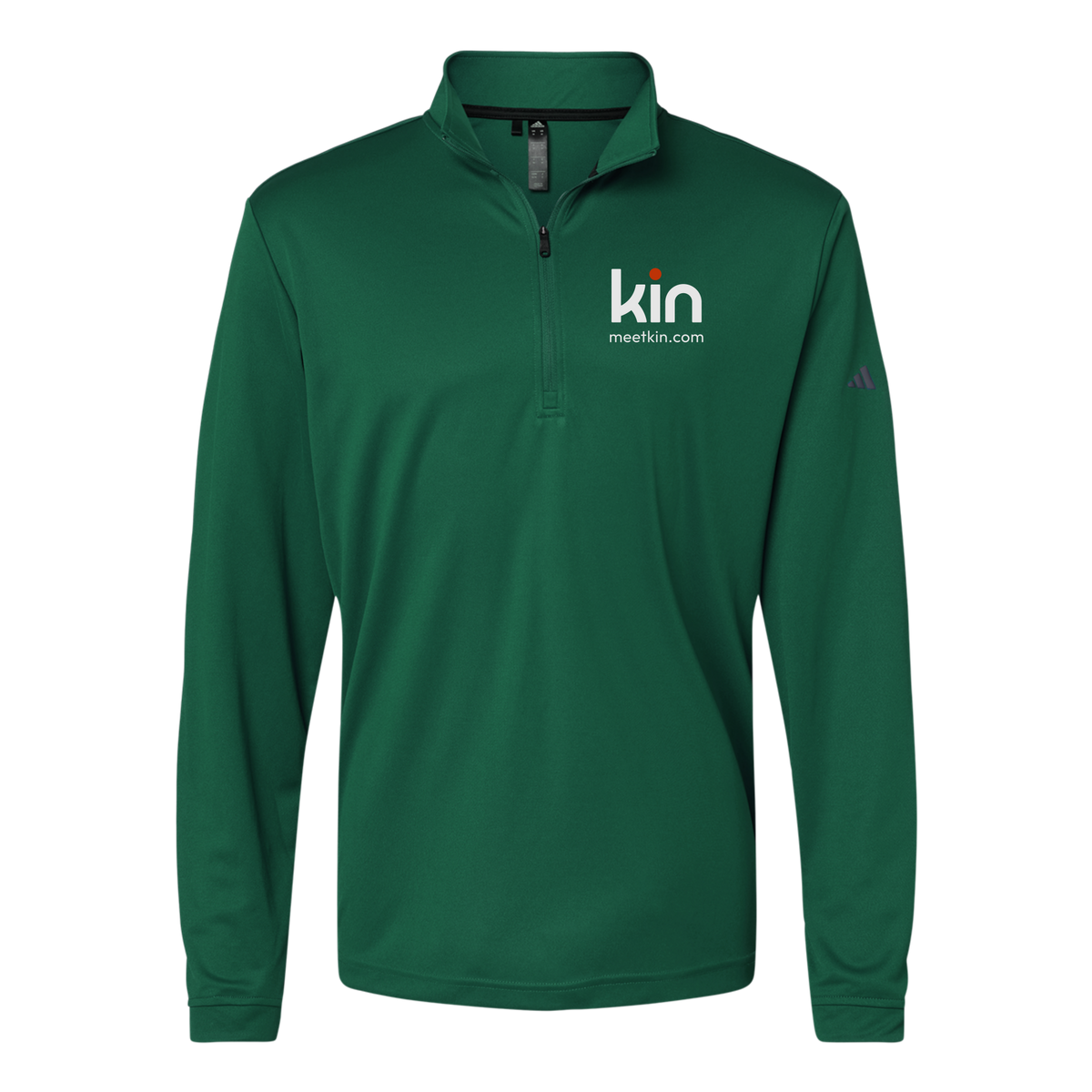 kin-adidas-quarter-zip-embroidery-leftchest-A401-collegiategreen-flat-front