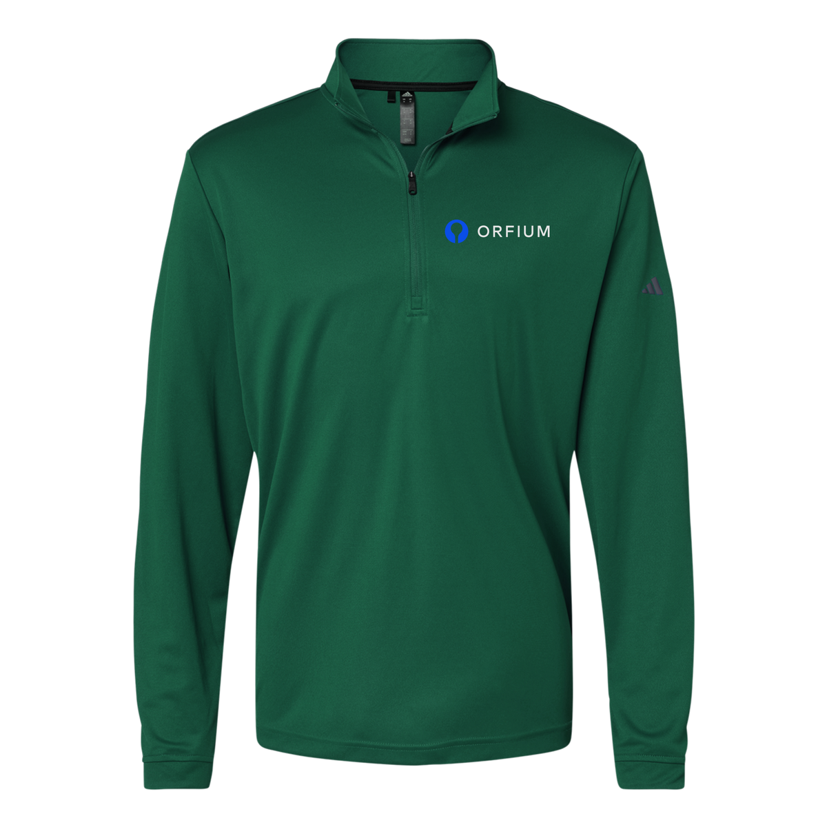 orfium-adidas-quarter-zip-embroidery-leftchest-A401-collegiategreen-flat-front