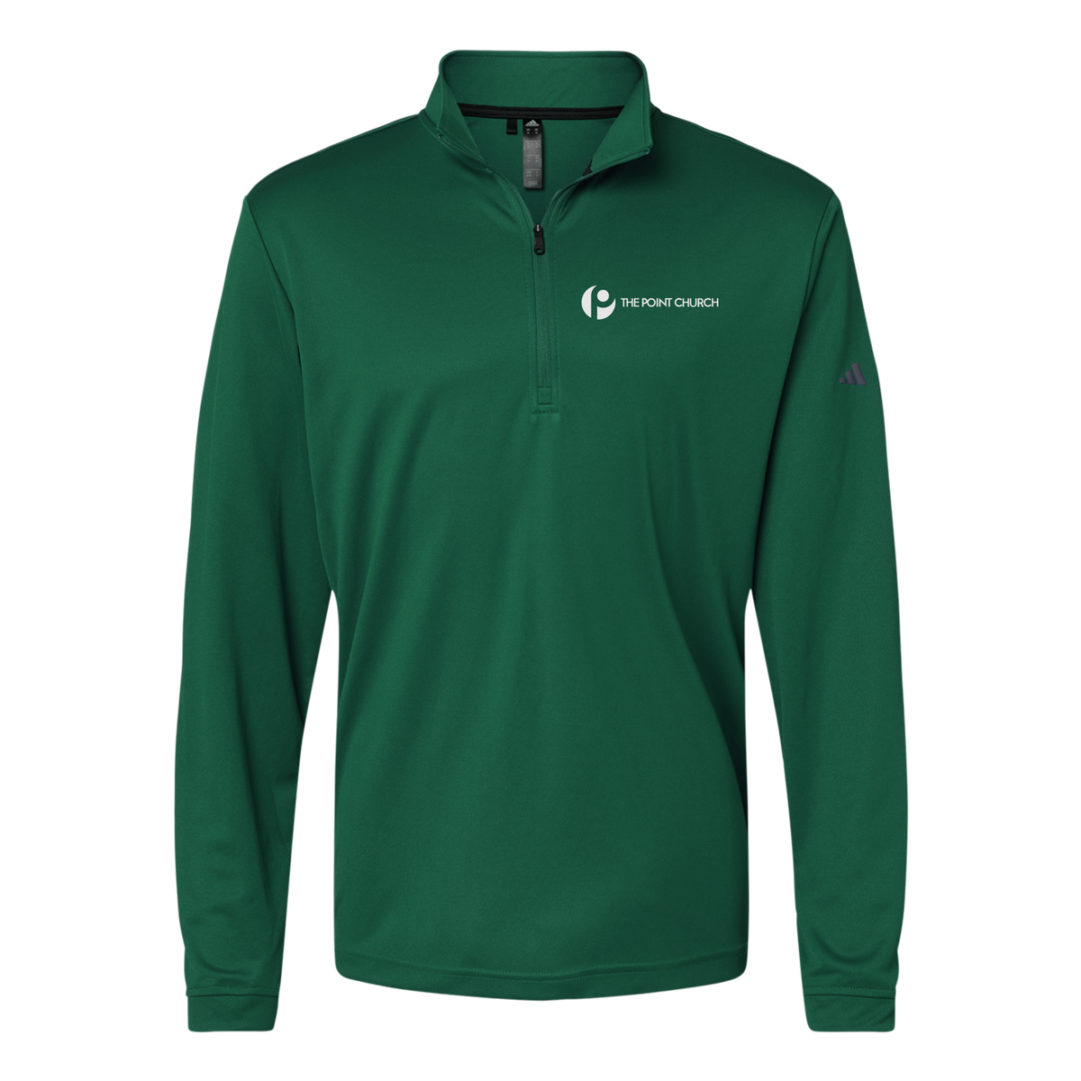thepointva-adidas-quarter-zip-embroidery-leftchest-A401-collegiategreen-flat-front