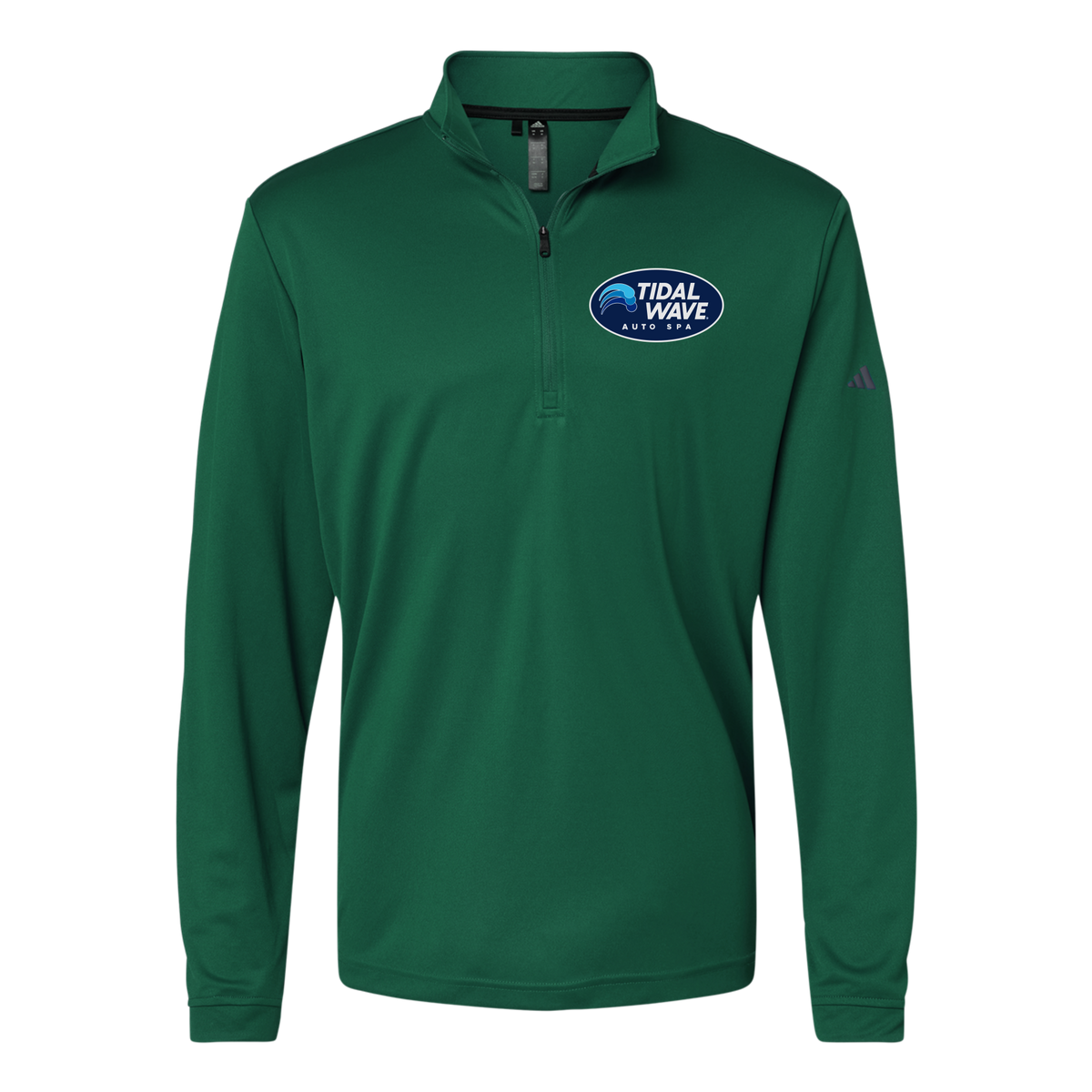 tidalwaveautospa-adidas-quarter-zip-embroidery-leftchest-A401-collegiategreen-flat-front