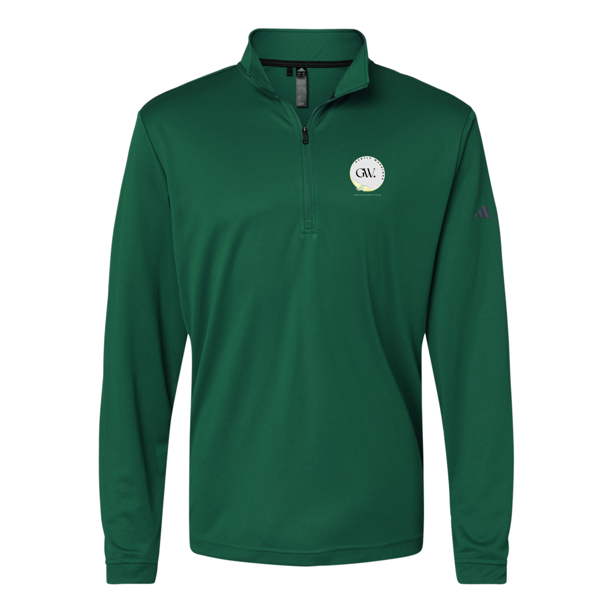 gentle-warriors-adidas-quarter-zip-embroidery-leftchest-A401-collegiategreen-flat-front