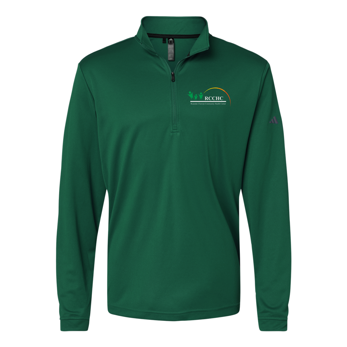 rcchc-adidas-quarter-zip-embroidery-leftchest-A401-collegiategreen-flat-front