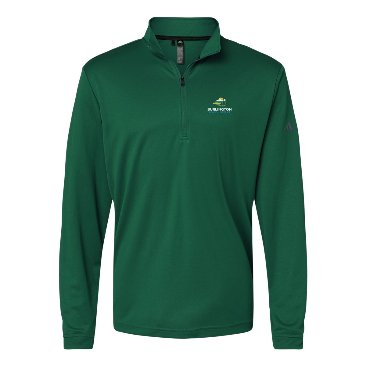 bsdvt-adidas-quarter-zip-embroidery-leftchest-A401-collegiategreen-flat-front