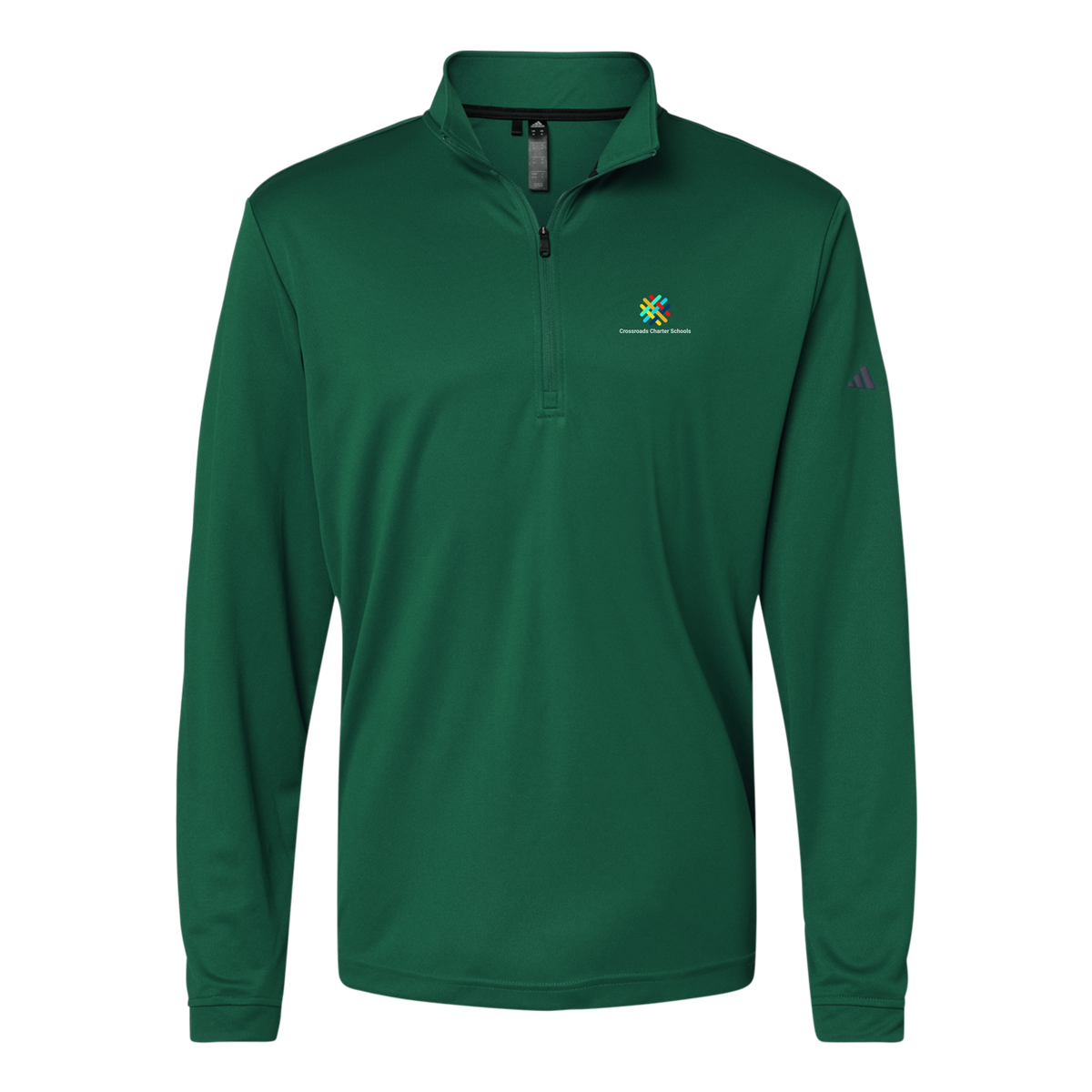 crossroadsschoolskc-adidas-quarter-zip-embroidery-leftchest-A401-collegiategreen-flat-front