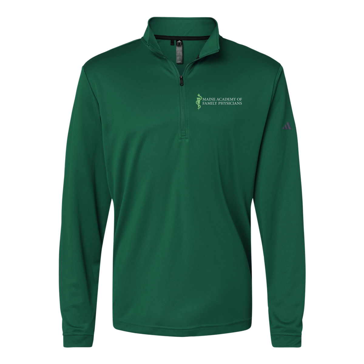 maineafp-adidas-quarter-zip-embroidery-leftchest-A401-collegiategreen-flat-front