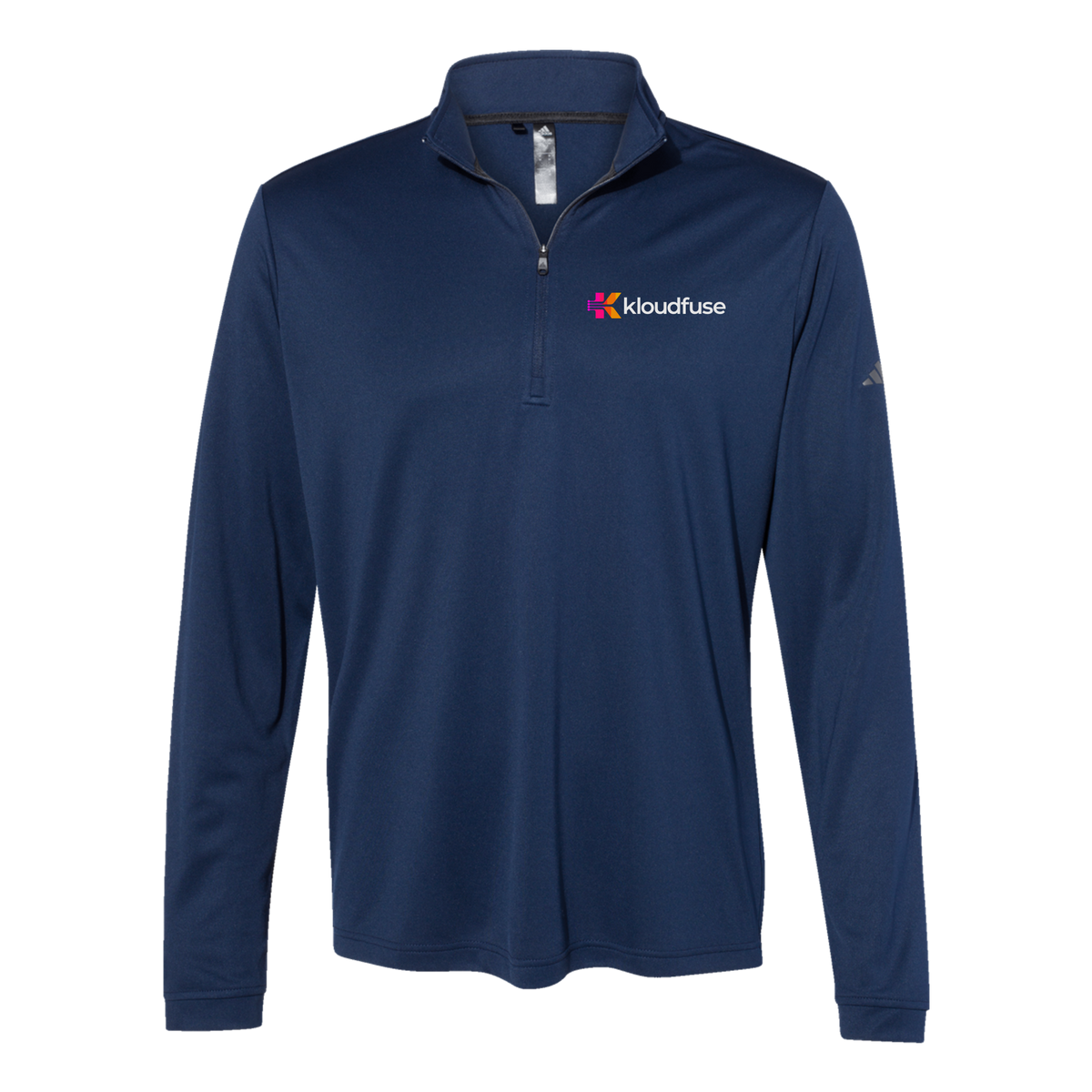 kloudfuse-adidas-quarter-zip-embroidery-leftchest-A401-collegiatenavy-flat-front