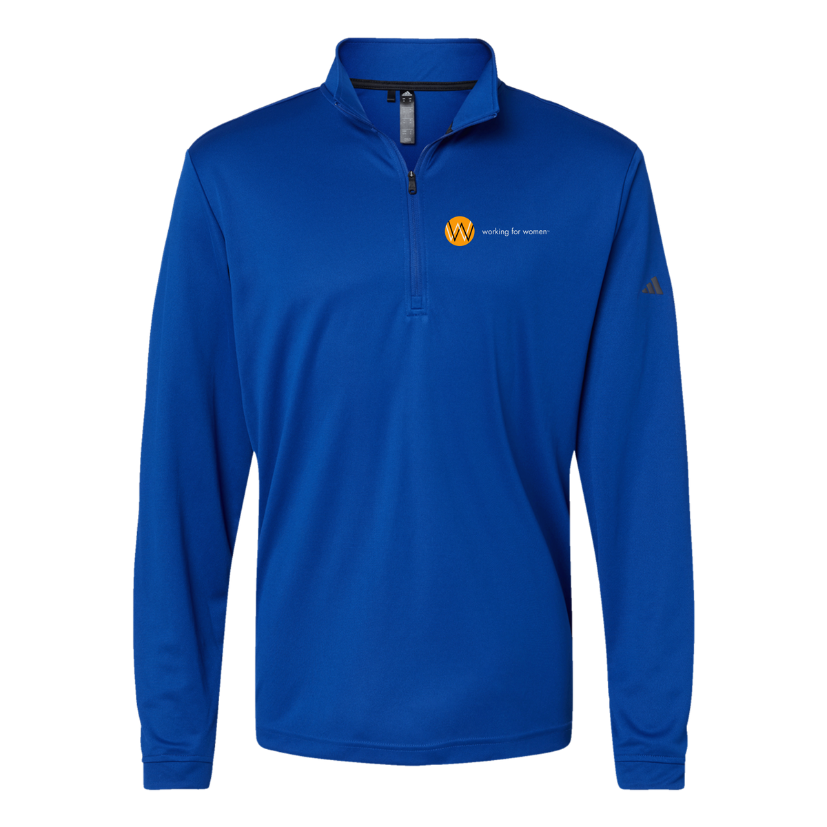 workingforwomen-adidas-quarter-zip-embroidery-leftchest-A401-collegiateroyal-flat-front