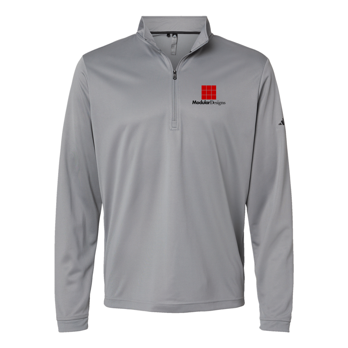 modulardesignsflooring-adidas-quarter-zip-embroidery-leftchest-A401-greythree-flat-front