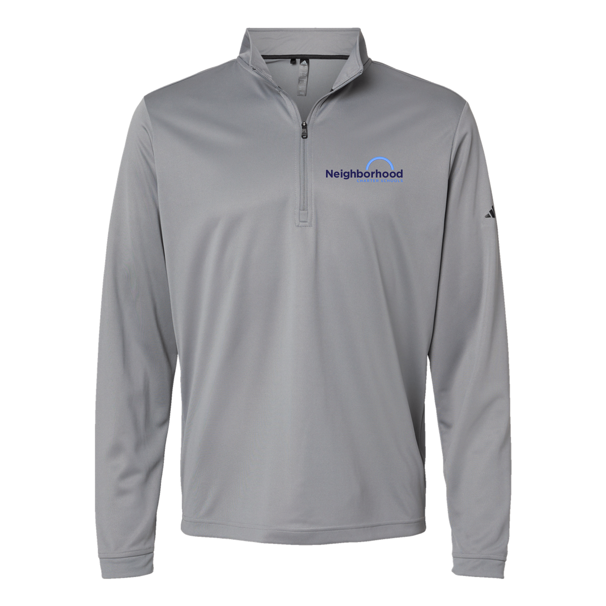 ncschools-adidas-quarter-zip-embroidery-leftchest-A401-greythree-flat-front