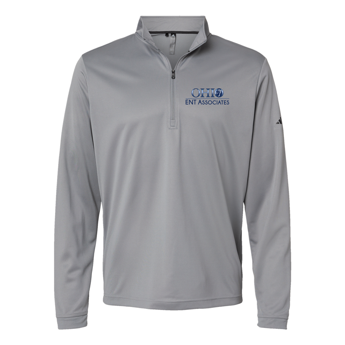 ohioentaudiology-adidas-quarter-zip-embroidery-leftchest-A401-greythree-flat-front